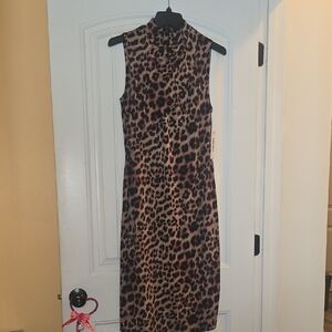 DKNY Animal Print Sleeveless Midi Dress